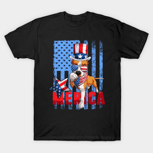 Merica pitbull 4th of July ,Funny 4th of July Lover T-Shirt by hadlamcom